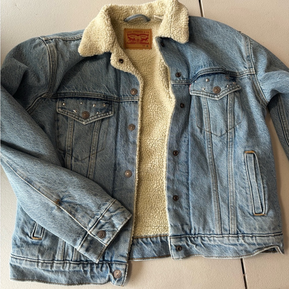 Levi's Blue Denim Sherpa Jacket